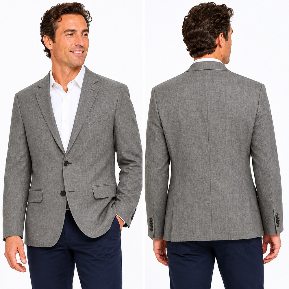 Gap‎ Blazer Mens XL Grey 2 Button Cotton Sport Coat Jacket Heathered Grey Cotton